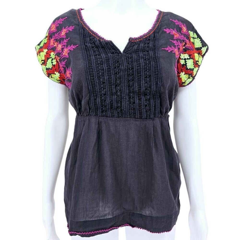 Anthropologie Floreat Sequin Boho Top Gray 4